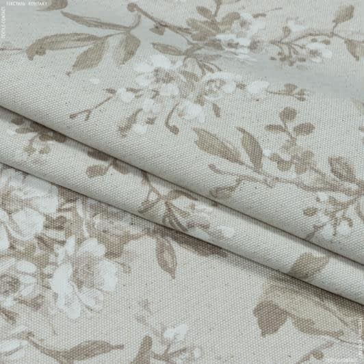 Ткани все ткани - Декоративная ткань панама Рокси цветы беж