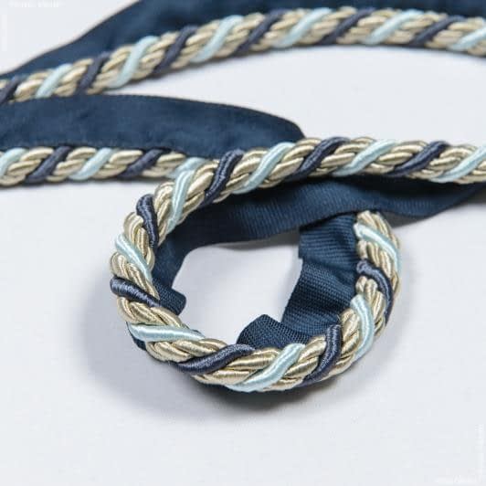 Тканини фурнітура для декора - Шнур окантувальний Корді колір синій, бежевий, блакитний 10 мм