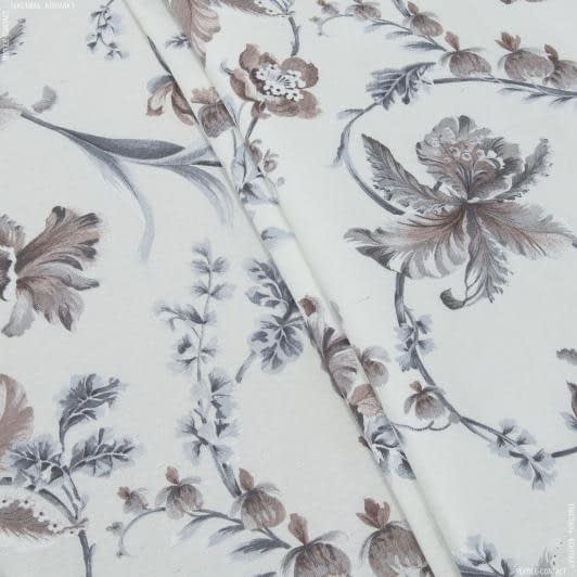 Ткани все ткани - Декоративная ткань лонета Джинна цветы серый