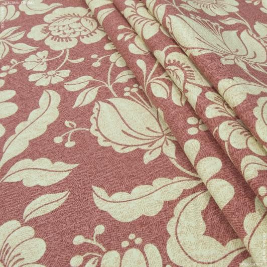 Ткани для декора - Декоративная ткань Саймул Бакстон цветы большие фон красный