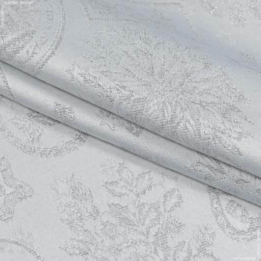Ткани для римских штор - Жаккард новогодний Картинки люрекс цвет серебро