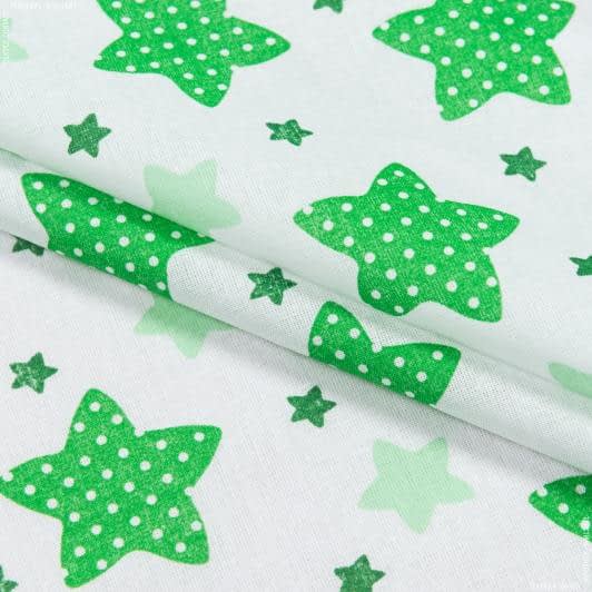Ткани для сорочек и пижам - Ситец 67-ткч звезды зеленый