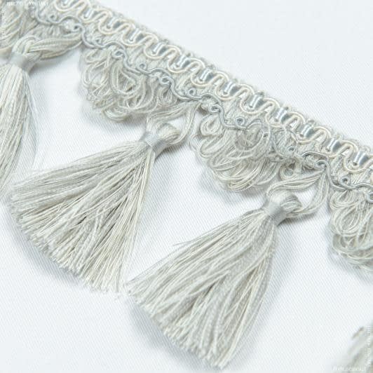 Ткани фурнитура для декора - Бахрома Фиджи кисточка цвет св.серый, белая