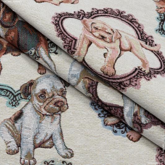 Ткани для декора - Жаккард Госсос собачки коричневый