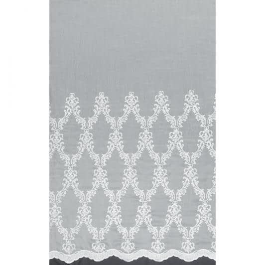 Ткани horeca - Тюль микросетка вышивка Вензель белая с фестоном