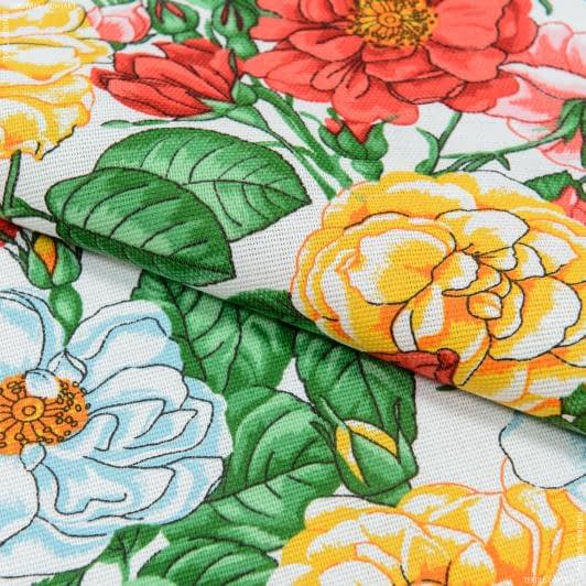 Ткани для столового белья - Ткань скатертная рогожка цветы