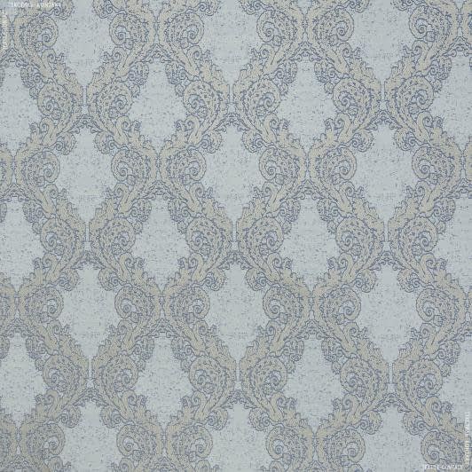 Ткани для римских штор - Декоративная ткань Каунас вензель серо-голубой