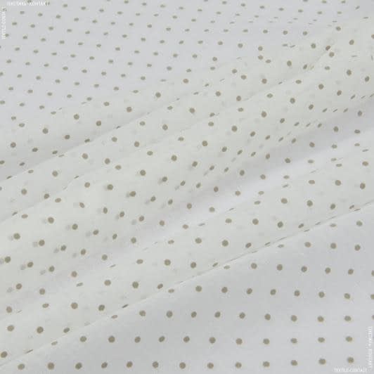 Ткани для декора - Тюль кисея Плумети софт молочная горошки цвет мокко с утяжелителем