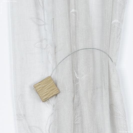 Ткани фурнитура для декора - Магнитный подхват Квадрат матовое золото 48х48 мм, с тросиком 38 см (1шт)