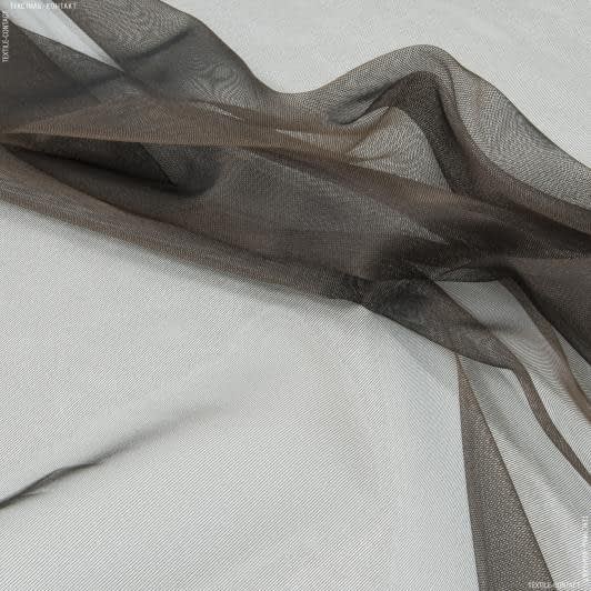 Ткани для декора - Тюль микросетка Блеск т.коричневая с утяжелителем