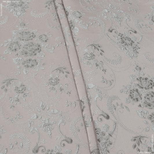 Ткани для римских штор - Жаккард Полди цветы серый