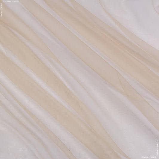 Ткани гардинные ткани - Тюль микросетка Паулина бежевая с утяжелителем