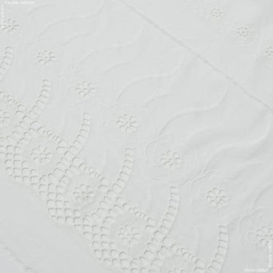 Тканини етно тканини - Батист купон з вишивкою рішельє молочний