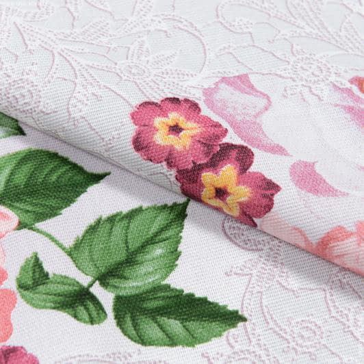 Ткани для скатертей - Ткань скатертная рогожка набивная цветы