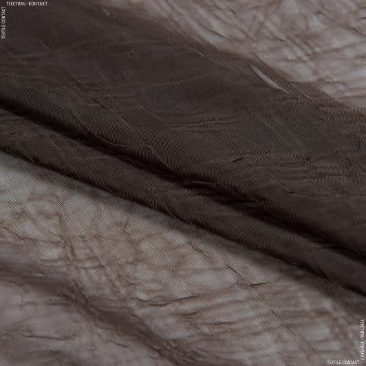 Ткани для декора - Тюль Вуаль Креш цвет шоколад с утяжелителем