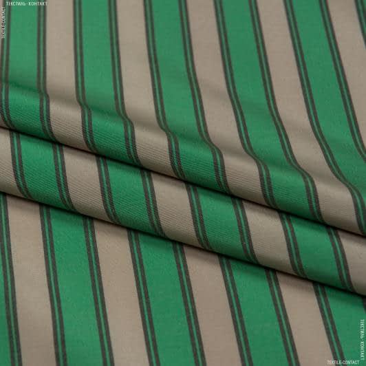 Тканини для костюмів - Поплін карамель/зелений