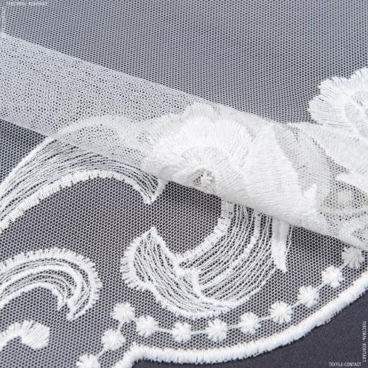 Ткани для декора - Тюль сетка вышивка Ариана цвет кремовый с фестоном