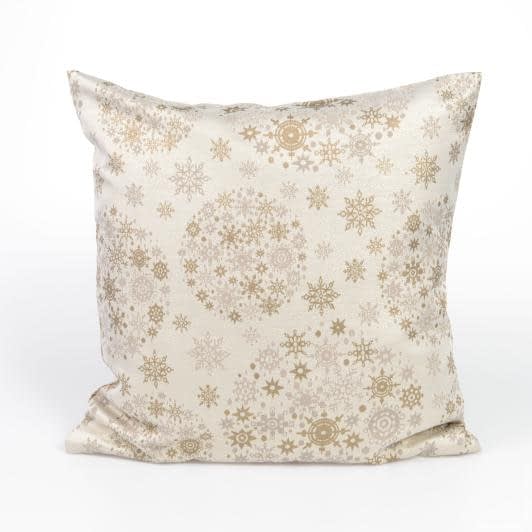 Тканини готові вироби - Чохол на подушку новорічний жаккард Снежка золото 45х45см (152759)