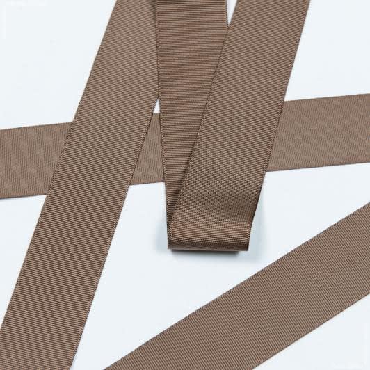 Ткани тесьма - Репсовая лента Грогрен  коричневая 41 мм