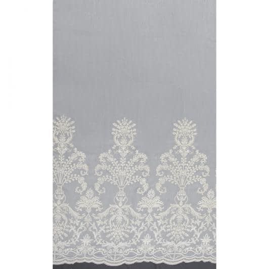 Ткани для декора - Тюль микросетка вышивка Романс молочная,бежевая с фестоном