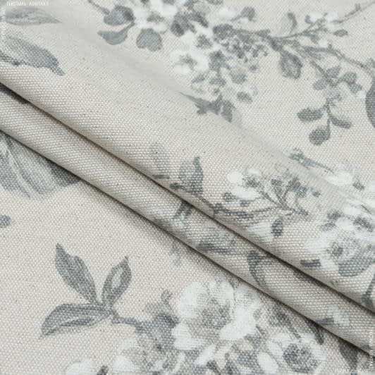 Ткани все ткани - Декоративная ткань панама Рокси цветы серый