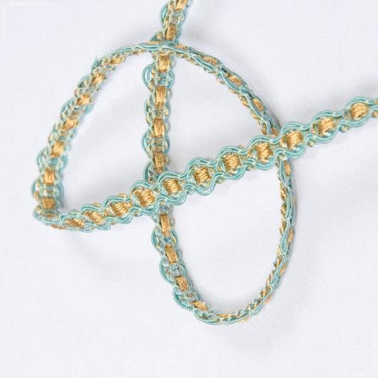 Ткани для декора - Тесьма Бриджит узкая цвет бирюза-золото 8 мм