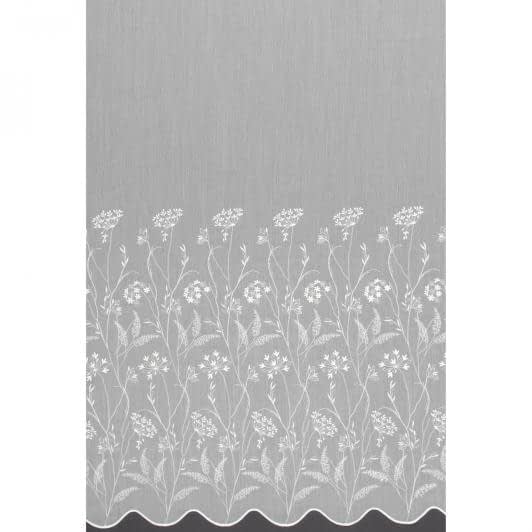Ткани для декора - Тюль вышивка Цветы белый с фестоном