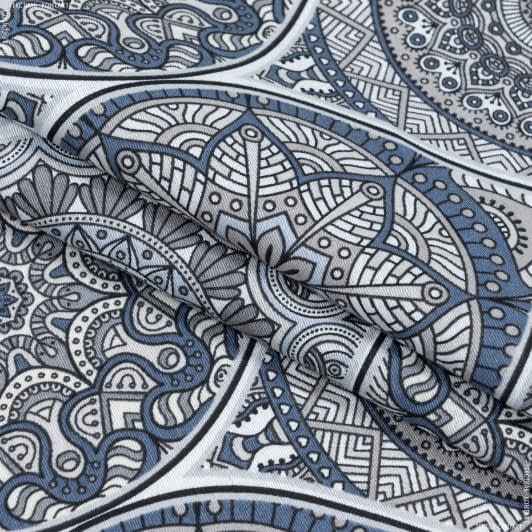 Ткани для римских штор - Декоративная ткань лонета Дайки серо-голубой