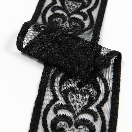 Ткани фурнитура для декора - Декоративное кружево Аврора цвет черный 6.5 см