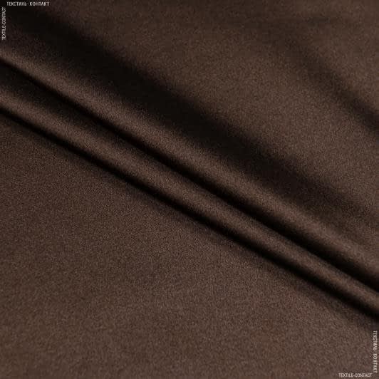 Ткани для сорочек и пижам - Атлас шелк стрейч темно- коричневый