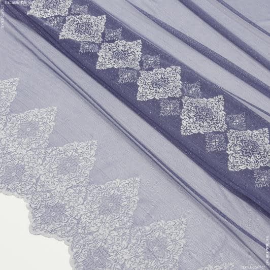 Ткани для скрапбукинга - Гардинное полотно /гипюр Эрика вензель синий, св.серый