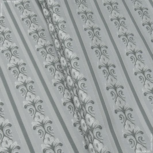 Тканини портьєрні тканини - Жакард Сехе смуга сірий, т.сірий, срібло