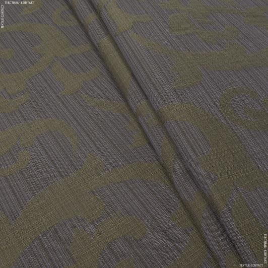 Ткани для римских штор - Декоративная ткань Эмили вязь т.коричневый, бронза