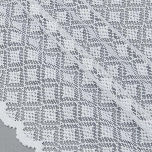 Ткани для декора - Гардинное полотно / гипюр Фиона ромб белый