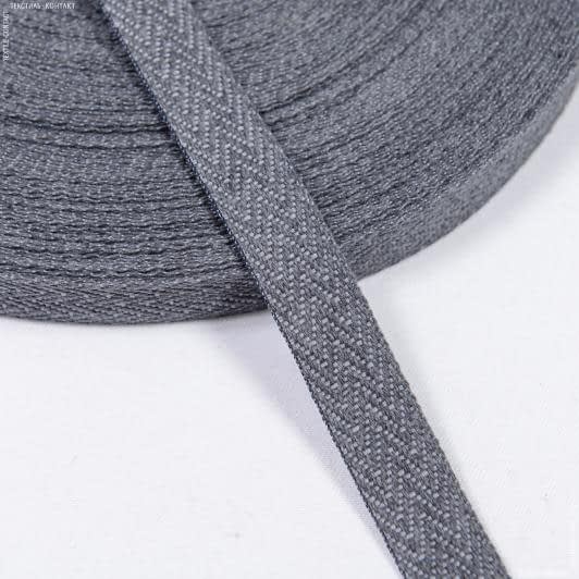 Тканини фурнітура для декора - Декоративна кіперна стрічка ялинка колір графіт 15 мм