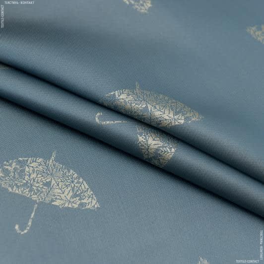 Тканини підкладкова тканина - Підкладка жакард парасольки бежеві на блакитному