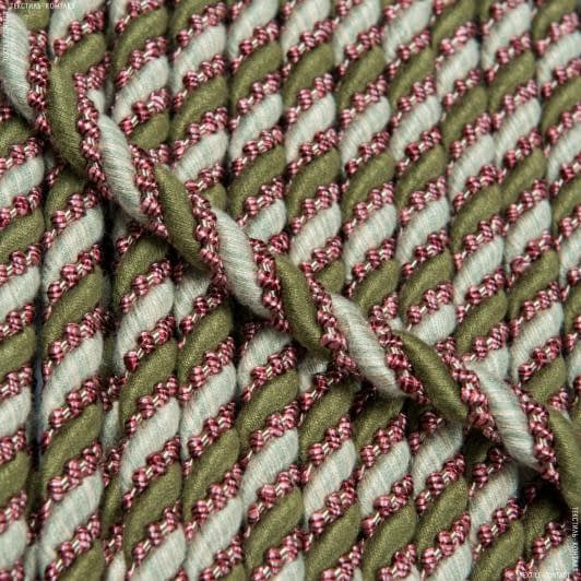 Ткани для декора - Шнур Базель цвет оливка, розовыйd=10мм