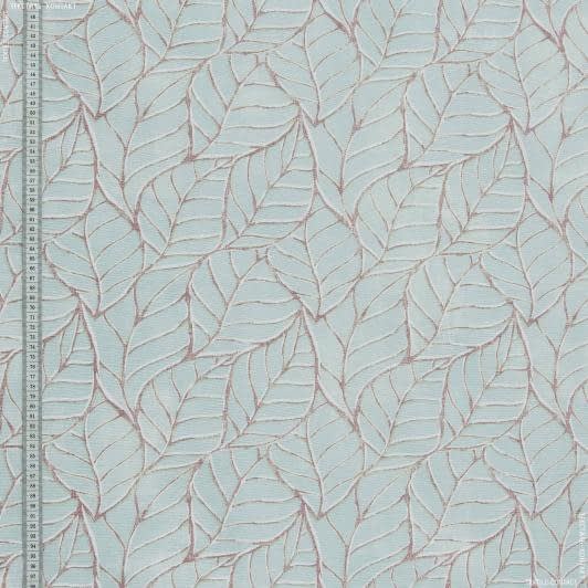 Ткани для римских штор - Декоративная ткань лонета Айрейт листья лазурь, фрез