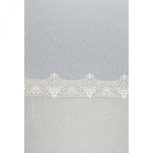 Ткани для декора - Тюль сетка вышивка Вензель бежевая, белая