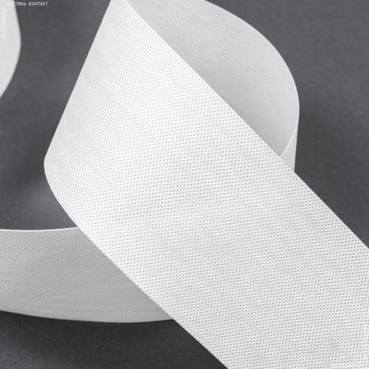 Тканини фурнітура для декора - Бандо клейове двухстороннє матове білий 100мм/50м