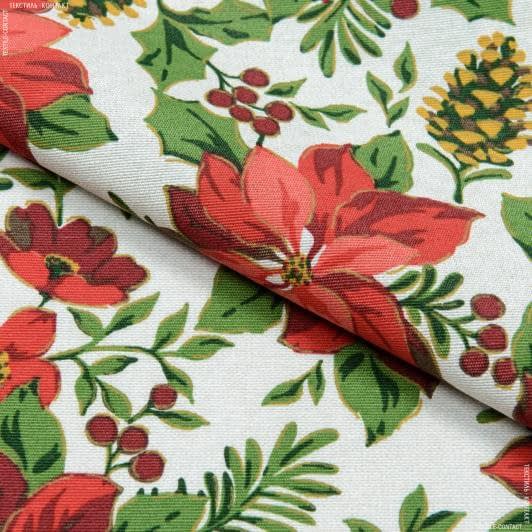 Ткани для скрапбукинга - Декоративная новогодняя ткань лонета Рождество