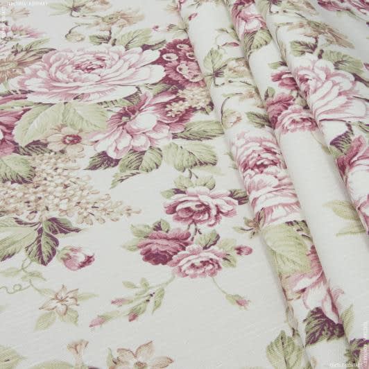 Ткани для римских штор - Декоративная ткань Саймул Милтон цветы фрез фон молочный