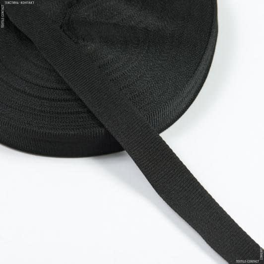 Ткани фурнитура и аксессуары для одежды - Репсовая лента черная 20 мм