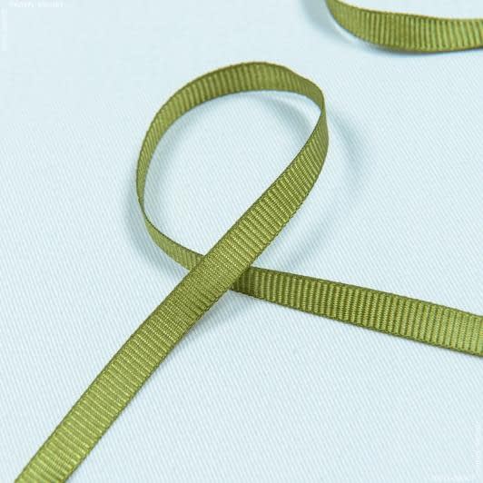 Тканини тасьма - Репсова стрічка Грогрен колір темно оливковий 7 мм