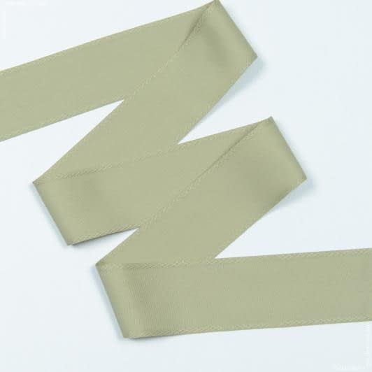 Ткани фурнитура для декора - Репсовая лента Грогрен  цвет св.оливка 66 мм
