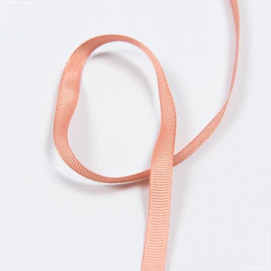 Ткани фурнитура для декора - Репсовая лента Грогрен  оранжево-розовая 7 мм