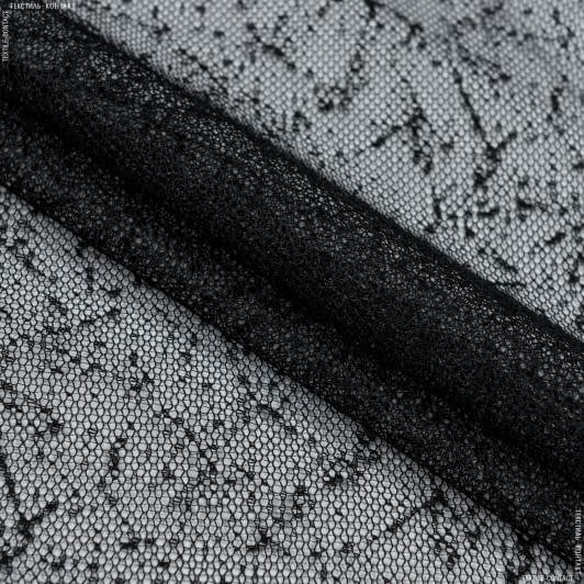 Ткани гардинное полотно (гипюр) - Гардинное полотно /гипюр Утренняя роса черный
