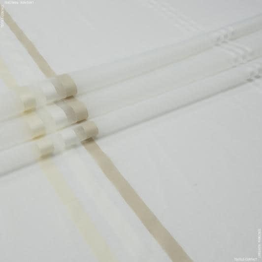 Ткани для рукоделия - Тюль кисея Мистеро-19 молочная полоски цвет бежевый, крем с утяжелителем