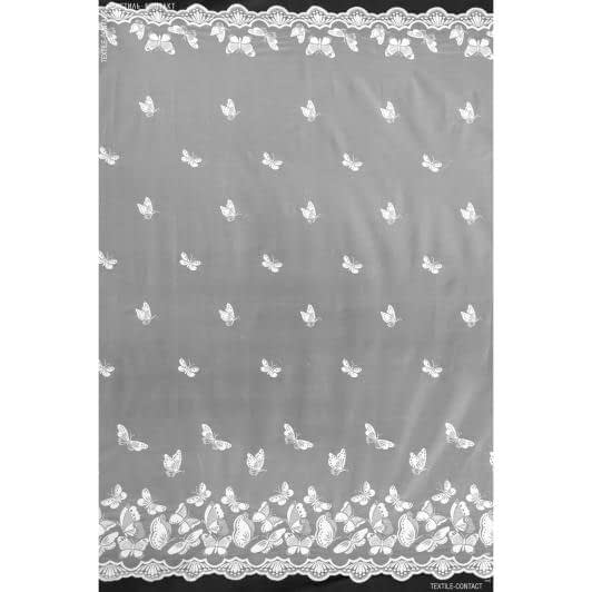 Ткани для декора - Гардинное полотно / гипюрБабочки белый купон (2х сторонний фестон)