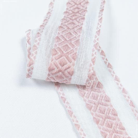 Ткани для одежды - Тесьма батист Пунта  на жаккардовой основе св.розовая 50 мм (25м)